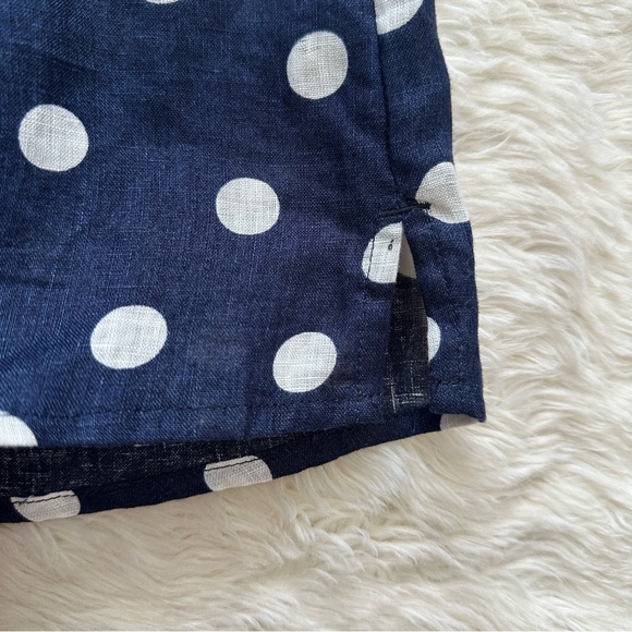 Anthropologie Maeve Top Women’s Buttondown Surf 100% Linen Navy Dot Shirt Sz XS - Picture 8 of 12